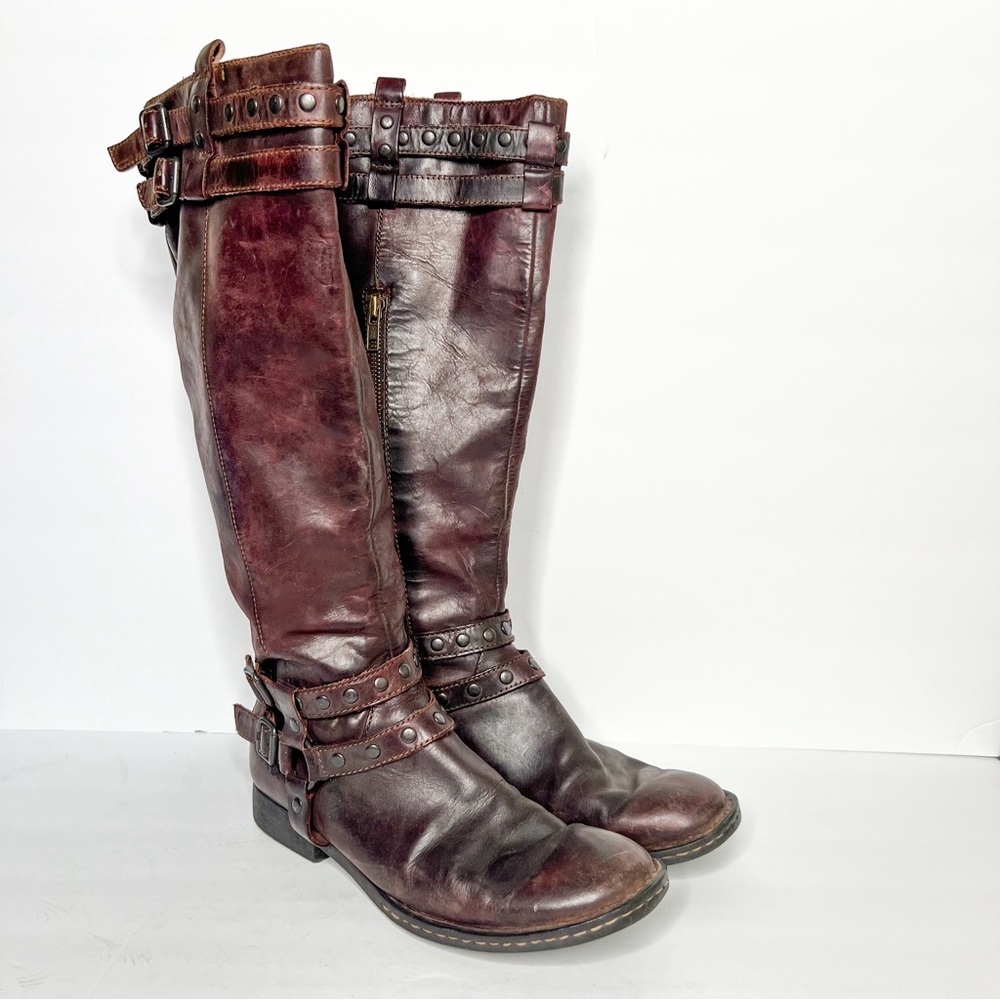 Born Women’s Tall Buckle Riding Boots in Dark Brown